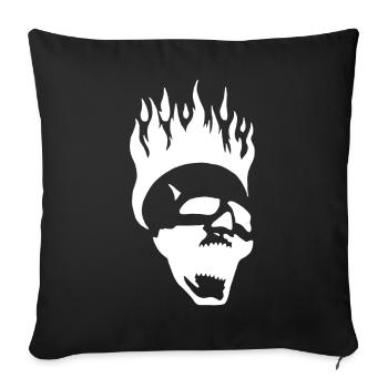 Crâne hurlant enflammé (blanc) - Housse de coussin décorative 45 x 45 cm - noir - Devant
