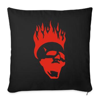 Crâne hurlant enflammé (rouge) - Housse de coussin décorative 45 x 45 cm - noir - Devant