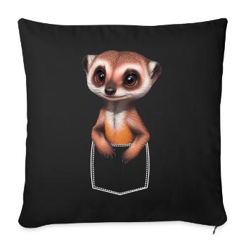 Cute meerkat meerkat in breast pocket pocket - Sofa pillowcase 17,3'' x 17,3'' (45 x 45 cm) - black - Front