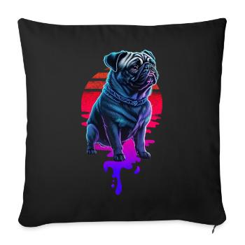 Retro Pug Dog Sunset - Sofa pillowcase 17,3'' x 17,3'' (45 x 45 cm) - black - Front