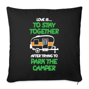 Le camping-car - Housse de coussin décorative 45 x 45 cm - noir - Devant