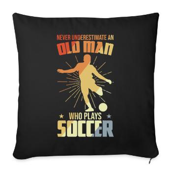 Grand-père de soccer - Housse de coussin décorative 45 x 45 cm - noir - Devant