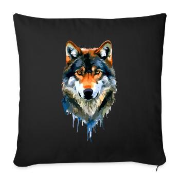Der Wolf - Sofakissenbezug 45 x 45 cm - Schwarz - Vorne