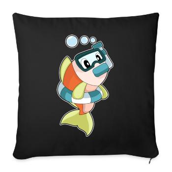 Plongée en plongée en apnée pour plongeurs de poissons - Housse de coussin décorative 45 x 45 cm - noir - Devant