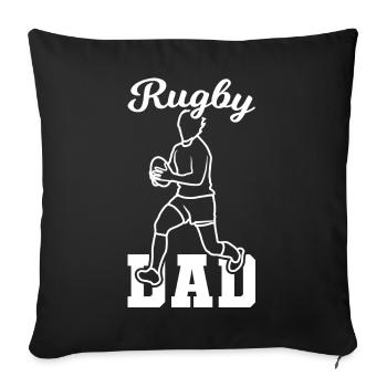 Papa rugby - Housse de coussin décorative 45 x 45 cm - noir - Devant