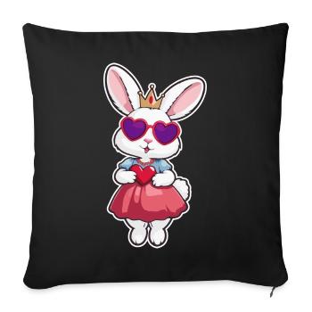 Prinzessin Hase mit Herz Krone - Sofakissenbezug 45 x 45 cm - Schwarz - Vorne