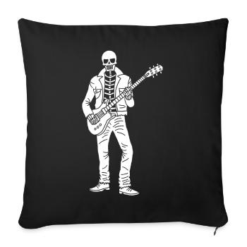 Guitarist skeleton (white) - Sofa pillowcase 17,3'' x 17,3'' (45 x 45 cm) - black - Front