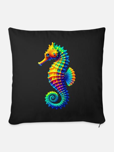Seepferdchen - Sofakissenbezug 45 x 45 cm - Schwarz