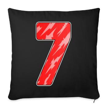 Number Seven - Number 7 Number Red - Sofa pillowcase 17,3'' x 17,3'' (45 x 45 cm) - black - Front