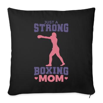 Juste une maman boxeuse forte - Housse de coussin décorative 45 x 45 cm - noir - Devant