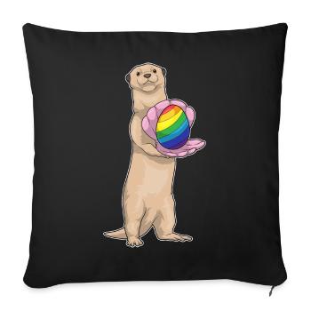 Otter Easter Rainbow - Sofa pillowcase 17,3'' x 17,3'' (45 x 45 cm) - black - Front