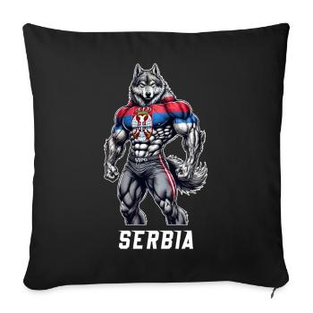 Serbia Wolf Bodybuilding Design - Housse de coussin décorative 45 x 45 cm - noir - Devant