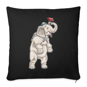 Éléphant Marin Chapeau de Marin - Housse de coussin décorative 45 x 45 cm - noir - Devant