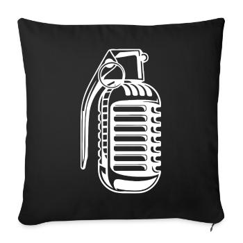 Illustration de musique de microphone vintage - Housse de coussin décorative 45 x 45 cm - noir - Devant