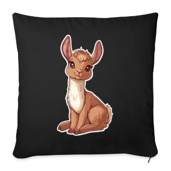 Lama Alpaga Lama Lama Cadeau Animal - Housse de coussin décorative 45 x 45 cm - noir - Devant