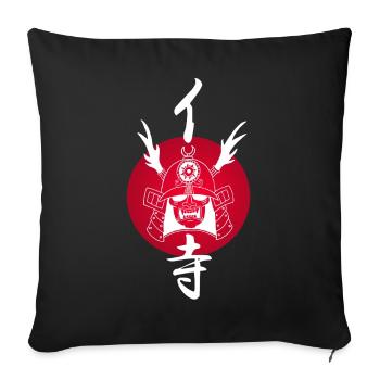 White Samurai and Red Sun - Sofa pillowcase 17,3'' x 17,3'' (45 x 45 cm) - black - Front