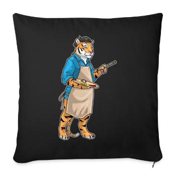 Tiger Maler Pinsel Malen - Sofakissenbezug 45 x 45 cm - Schwarz - Vorne