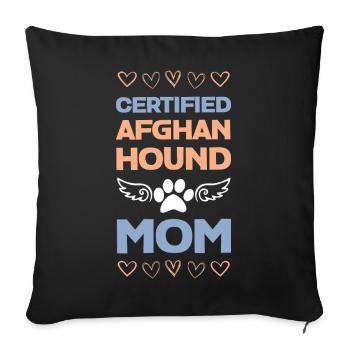 Maman de chien afghan certifiée - Housse de coussin décorative 45 x 45 cm - noir - Devant