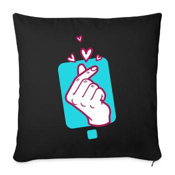 Kpop Koreanisch Finger Herz Niedlich Koreanische Pop-Liebe - Sofakissenbezug 45 x 45 cm - Schwarz - Vorne
