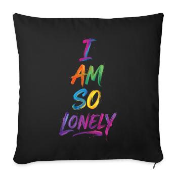 Je suis tellement seule, dites texte coloré peinture - Housse de coussin décorative 45 x 45 cm - noir - Devant
