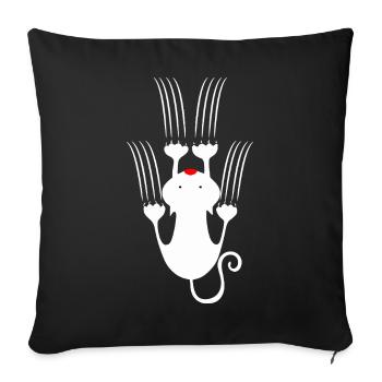Griffes de chat griffées par un propriétaire de chat drôle - Housse de coussin décorative 45 x 45 cm - noir - Devant