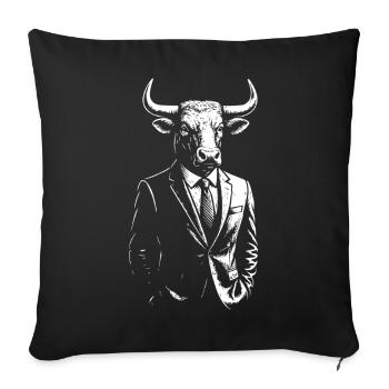 Bull in a Suit: Bold Monochrome Emblem - Sofa pillowcase 17,3'' x 17,3'' (45 x 45 cm) - black - Front