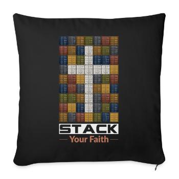 Stapele deinen Glauben - Sofakissenbezug 45 x 45 cm - Schwarz - Vorne