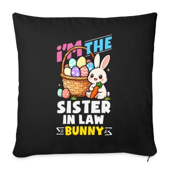 Joyeuse Pâques, douce chasse aux œufs du lapin, œufs de Pâques - Housse de coussin décorative 45 x 45 cm - noir - Devant