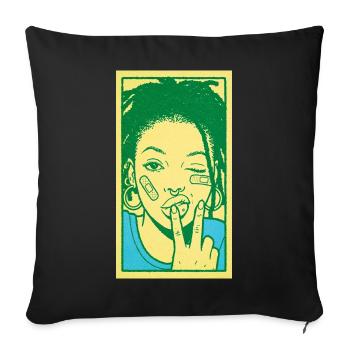 Black female portrait #7 - Sofa pillowcase 17,3'' x 17,3'' (45 x 45 cm) - black - Front