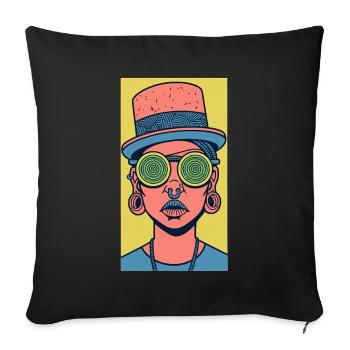 Visage féminin #1 - Housse de coussin décorative 45 x 45 cm - noir - Devant