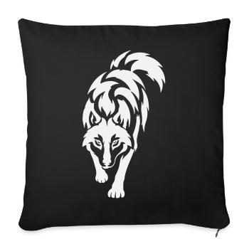 Wolfs Silhouette im Kontrast - Sofakissenbezug 45 x 45 cm - Schwarz - Vorne