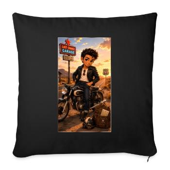 Steven Biker Motorcycle Road 66 Vintage – Kek-Ina - Sofakissenbezug 45 x 45 cm - Schwarz - Vorne