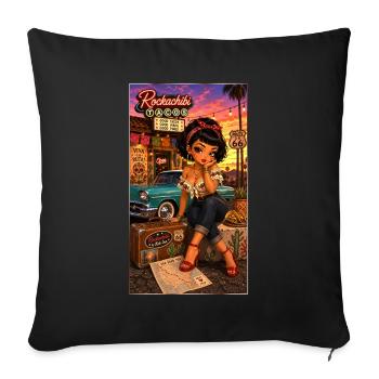 Penelope Pinup Road 66 Vintage 50er - Chibi Kek-In - Sofakissenbezug 45 x 45 cm - Schwarz - Vorne