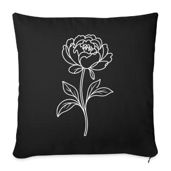 Peony Line Drawing - Sofa pillowcase 17,3'' x 17,3'' (45 x 45 cm) - black - Front