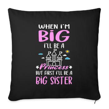 I ́ll Be A Big Sister Princess Girls Announcement - Sofa pillowcase 17,3'' x 17,3'' (45 x 45 cm) - black - Front