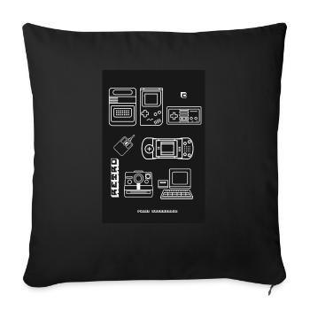 poster retro games console nerd 8bit pc games LOL - Sofa pillowcase 17,3'' x 17,3'' (45 x 45 cm) - black - Front