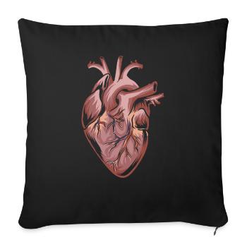 Anatomie coeur coeur artère aortique - Housse de coussin décorative 45 x 45 cm - noir - Devant