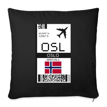 Oslo, Norvège Carte d’embarquement - Billet d’aéroport OSL - Housse de coussin décorative 45 x 45 cm - noir - Devant