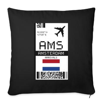 Carte d’embarquement pour Amsterdam, Pays-Bas - Billet AMS - Housse de coussin décorative 45 x 45 cm - noir - Devant