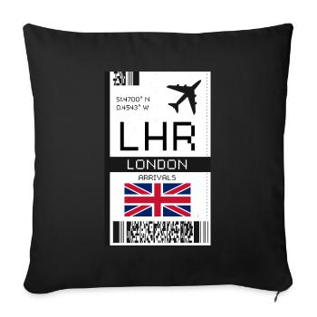 London, England Boarding Pass - LHR Airport Ticket - Sofa pillowcase 17,3'' x 17,3'' (45 x 45 cm) - black - Front