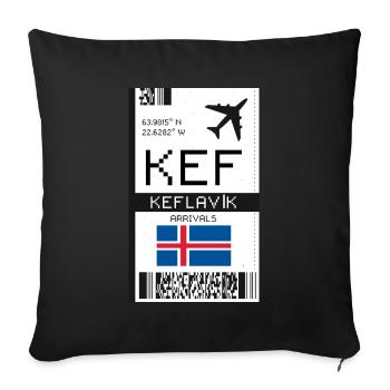 Carte d’embarquement Keflavik, Islande - Billet KEF - Housse de coussin décorative 45 x 45 cm - noir - Devant