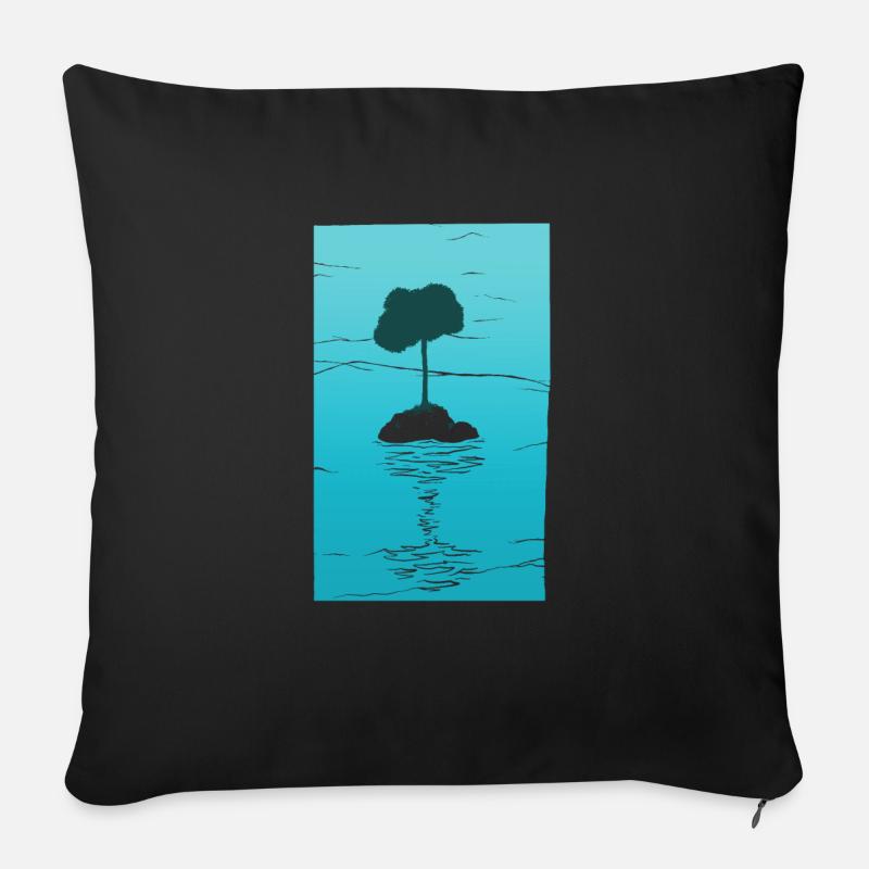 Insel mit Baum - Sofakissenbezug 45 x 45 cm - Schwarz