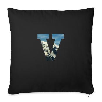 Shirt with letter V - Sofa pillowcase 17,3'' x 17,3'' (45 x 45 cm) - black - Front