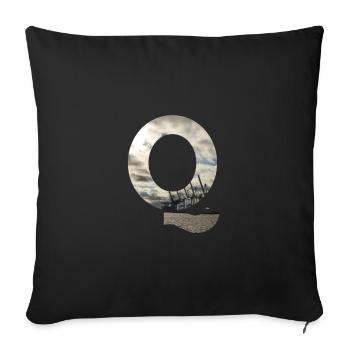 Shirt with letter Q - Sofa pillowcase 17,3'' x 17,3'' (45 x 45 cm) - black - Front