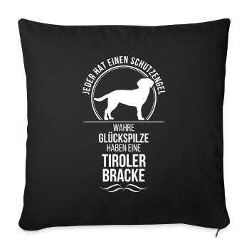 TIROLER BRACKE Schutzengel Wilsigns Hundespruch - Sofakissenbezug 45 x 45 cm - Schwarz - Vorne