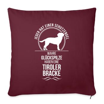 TIROLER BRACKE Schutzengel Wilsigns Hundespruch - Sofakissenbezug 45 x 45 cm - Burgunderrot - Vorne