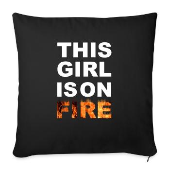 Cette fille est en feu blanc - Housse de coussin décorative 45 x 45 cm - noir - Devant
