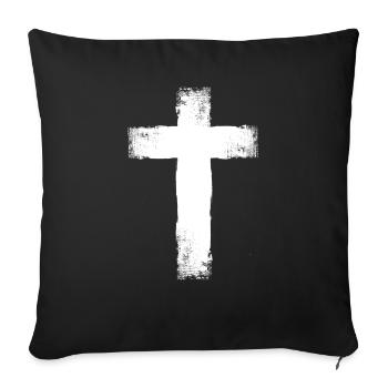 Cross white - Sofa pillowcase 17,3'' x 17,3'' (45 x 45 cm) - black - Front