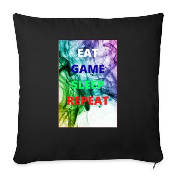 Eat game sleep repeat color poster - Sofa pillowcase 17,3'' x 17,3'' (45 x 45 cm) - black - Front