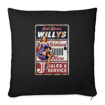Pin up Get your Willys - Sofakissenbezug 45 x 45 cm - Schwarz - Vorne